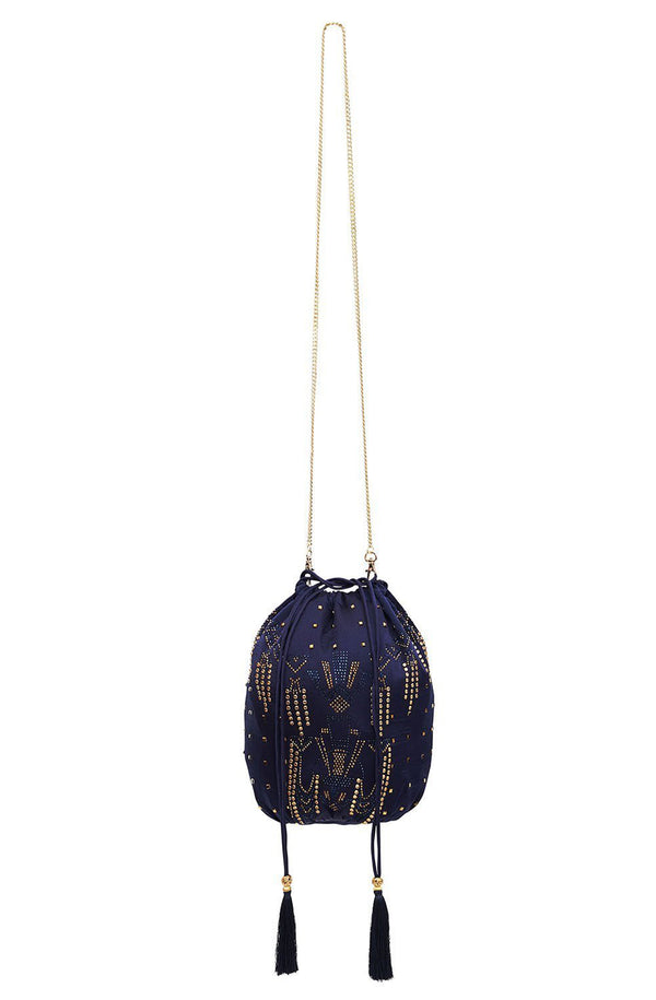 CAMILLA Women Round Drawstring Pouch - Luxe Navy