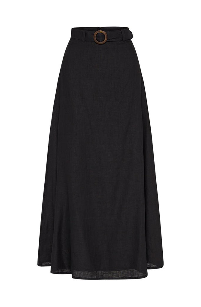 FAITHFULL THE BRAND Devon Midi Skirt Plain Black