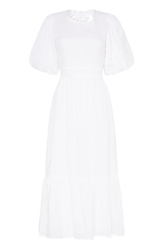 FAITHFULL THE BRAND Janielle Midi Dress Plain White