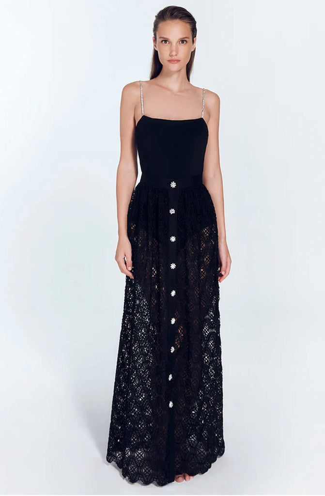 MOEVA Flavy Maxi Skirt With Crystal-Embellished Buttons