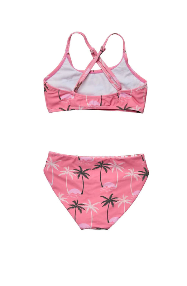 SNAPPERROCK Girls Palm Paradise Sustain X Back Bikini
