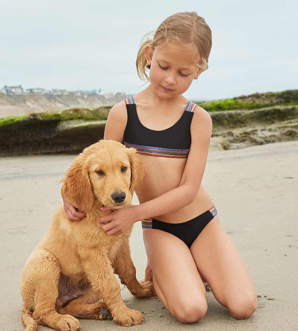 PQ SWIM Midnight Rainbow Elastic Girls Bikini