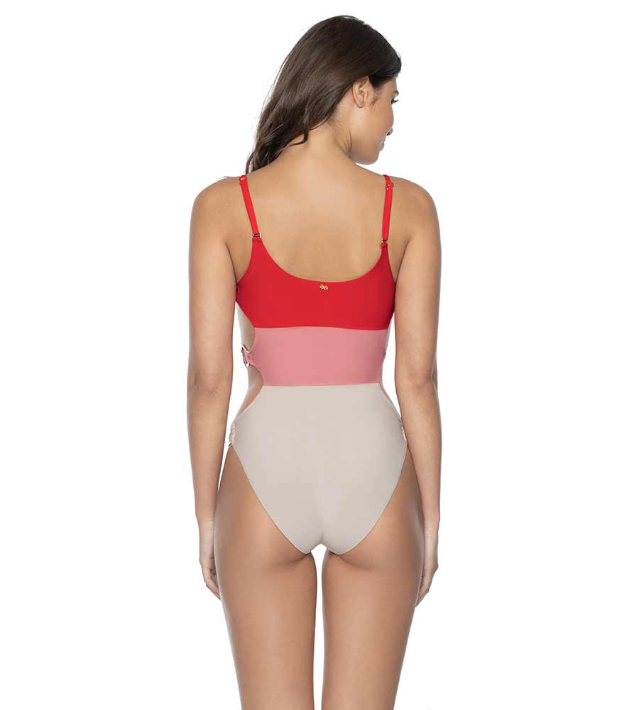 PQ SWIM Red Coral Ring Side One Piece