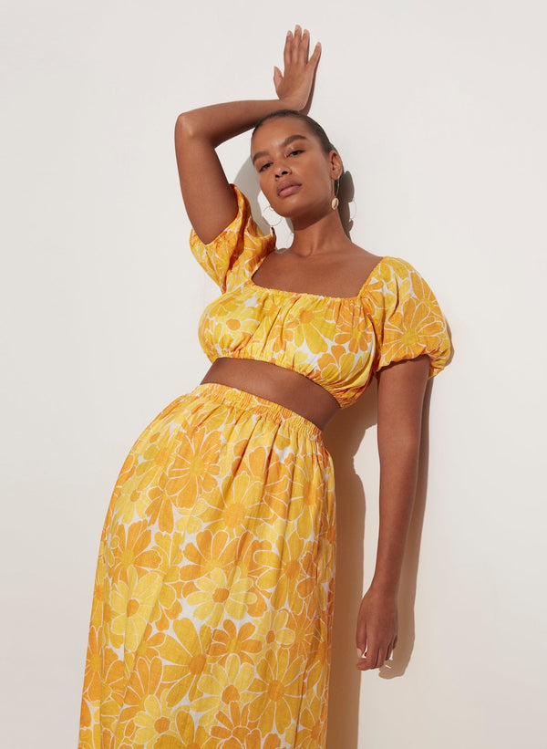 FAITHFULL THE BRAND Harlow Top Canaria Floral Marigold