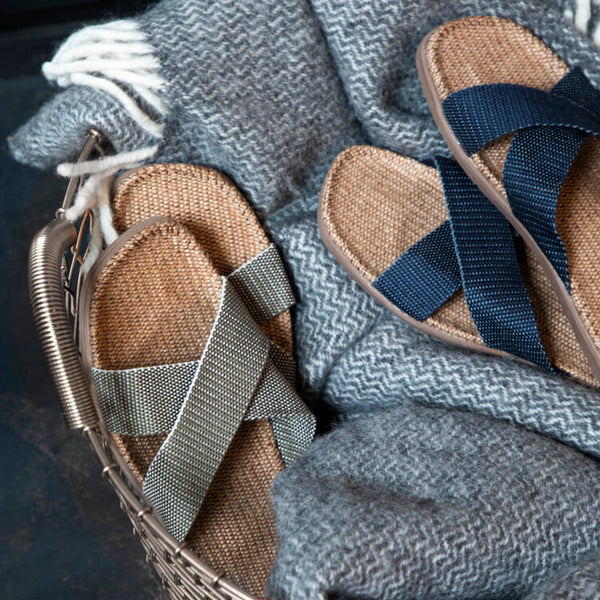 SHANGIES by Stilov Unisex Jute Sandals in Midnight Blue