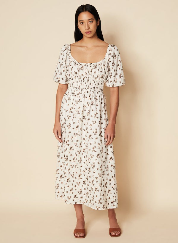 FAITHFULL THE BRAND Shay Midi Dress Rocha Floral Chocolate