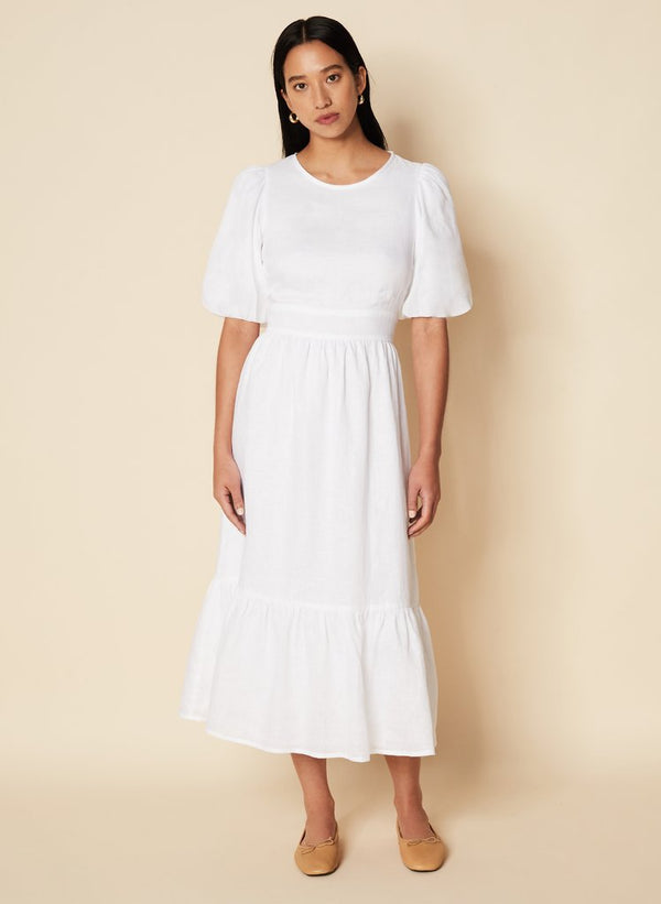 FAITHFULL THE BRAND Janielle Midi Dress Plain White