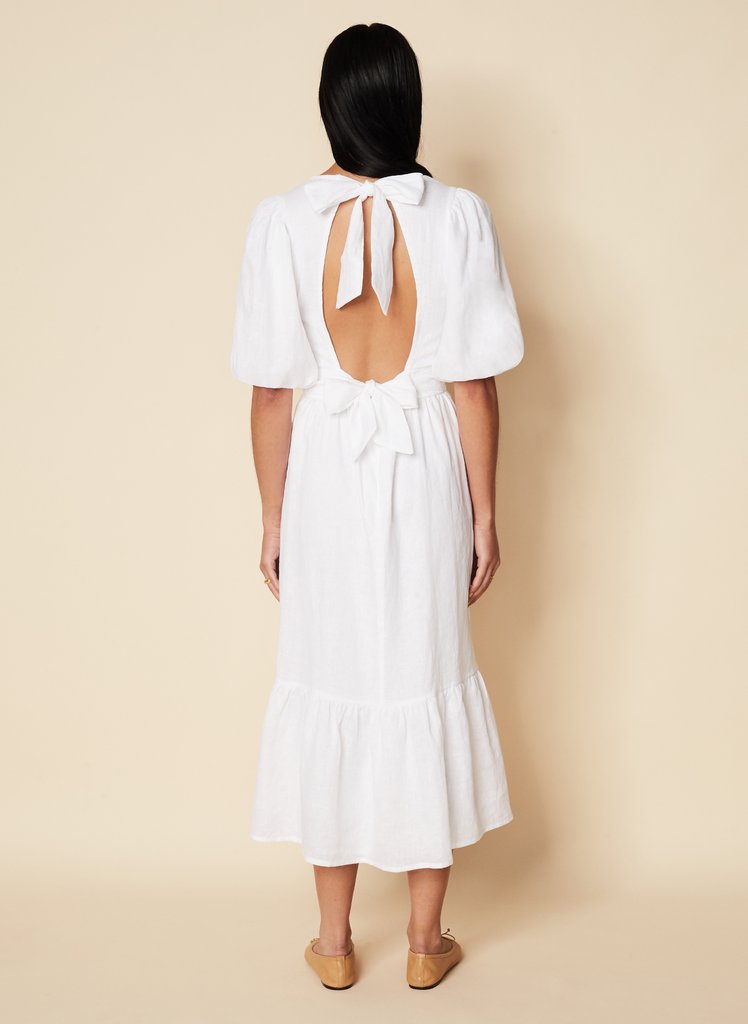 FAITHFULL THE BRAND Janielle Midi Dress Plain White