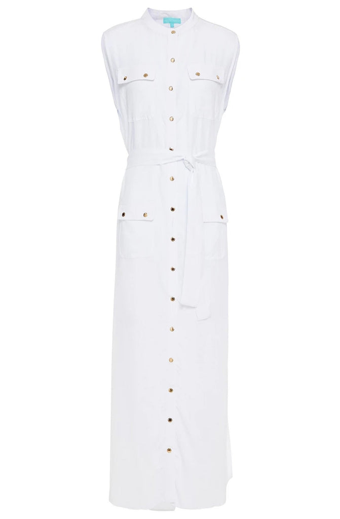 MELISSA ODABASH Charlene White Long Shirt Dress