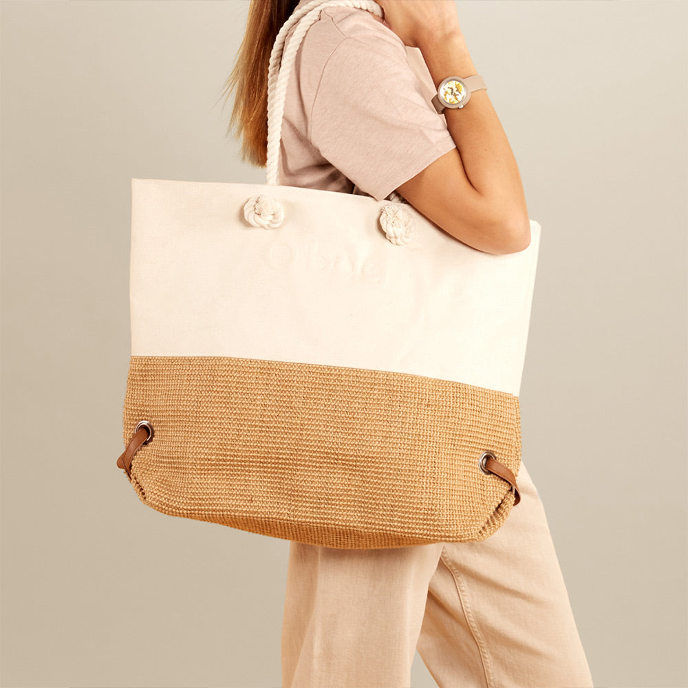 O BAG Carry all Canvas with Jute Handles in Ecru
